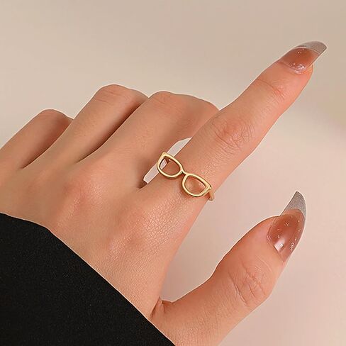 2Pcs Glasses Ring for Women Cute Open Glasses Rings in Saudi Arabia