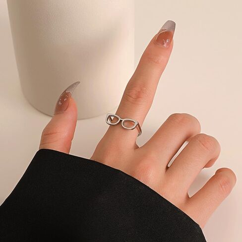 2Pcs Glasses Ring for Women Cute Open Glasses Rings in Saudi Arabia