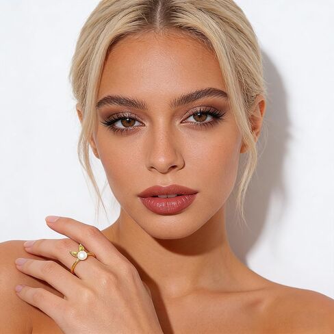 Easter Ring for Women Cute Bunny Rabbit Pearl Open Ring 14K Gold Plated Adjustable Band Statement Animal Ring Holiday Jewelry Gift in Kuwait