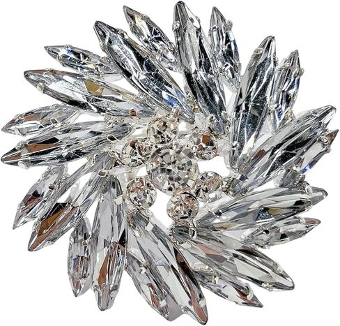 Silver Rhinestone Blossom Flower Big Cocktail Statement Ring for Women Adjustable Exaggerate Comfort Fit Large Floral Open Marquise Crystal Petal Cluster Finger Rings Bridal Wedding Party Prom Jewelry in Saudi Arabia