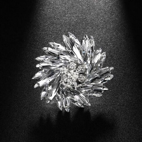 Silver Rhinestone Blossom Flower Big Cocktail Statement Ring for Women Adjustable Exaggerate Comfort Fit Large Floral Open Marquise Crystal Petal Cluster Finger Rings Bridal Wedding Party Prom Jewelry in Saudi Arabia