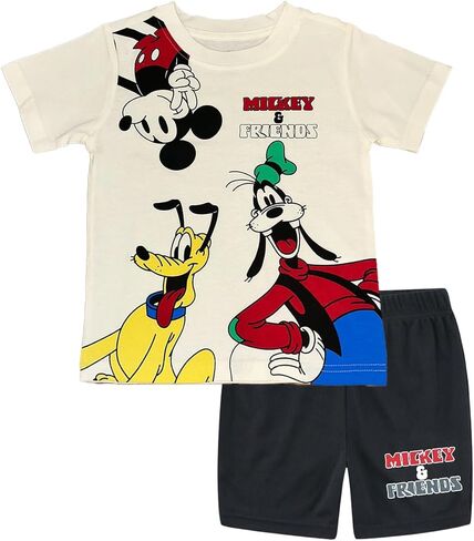 Disney Mickey Mouse Goofy Pluto Boys Short Sleeve T-Shirt and Mesh Short Set for Toddler and Big Kids in Saudi Arabia