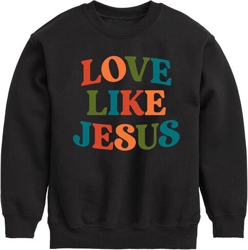 Instant Message - Love Like Jesus - Toddler & Youth Crewneck Fleece Sweatshirt - Size 3T Black in Saudi Arabia