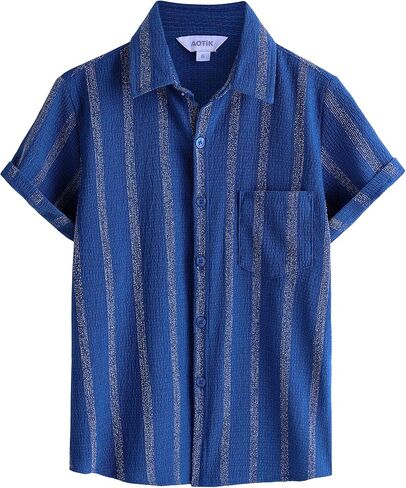 Boys Casual Button Dwon Shirt Short Sleeve Fashion Button Up Shirt with Pocket in Kuwait