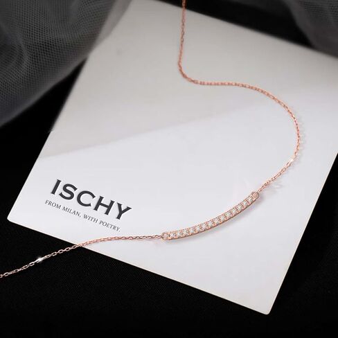 قلادة شريط iSchyHorizontal للنساء، مجوهرات قلادة بسيطة مرصعة بالزركون المتلألئ، قلادات أنيقة بلون ذهبي وردي لعيد الأم وهدية عيد الحب، سلسلة قابلة للتعديل مقاس 18 بوصة مع مشبك حلقة زنبركية آمنة in Saudi Arabia