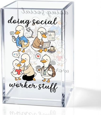 Social Worker Acrylic Cosmetic Pencil Holder Cup, Floral Books Pen Holder for Office Desk Accessories for Social Worker, Social Work Appreciation Gifts, Marker Holder, Funny MSW Thank You Gifts in Saudi Arabia