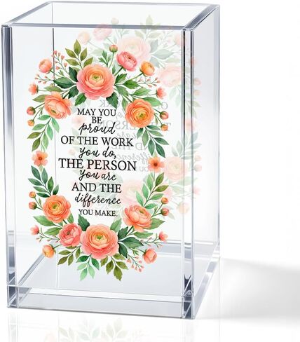 Social Worker Acrylic Cosmetic Pencil Holder Cup, Floral Books Pen Holder for Office Desk Accessories for Social Worker, Social Work Appreciation Gifts, Marker Holder, Funny MSW Thank You Gifts in Saudi Arabia