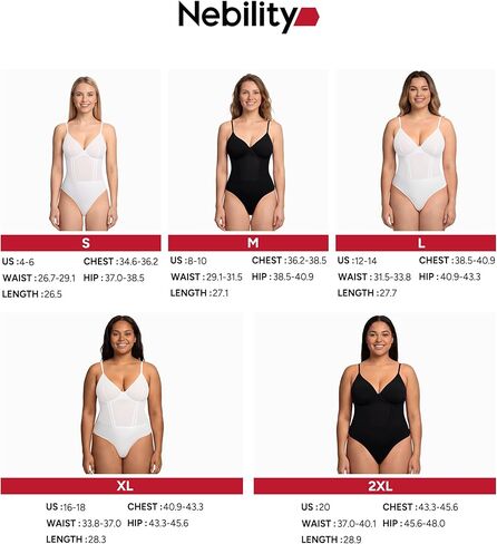 Nebility Shapewear Bodysuits for Women Tummy Control Slimming V Neck Shapewear Bodysuit Thong Body shaper with Underwire in Saudi Arabia