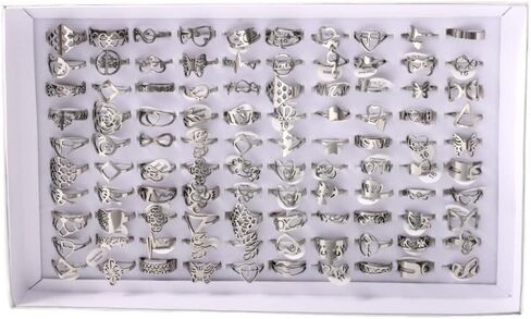 100 خاتم حزمة مجوهرات بالجملة بالجملة الفولاذ المقاوم للصدأ خاتم التيتانيوم خاتم شخصية السبابة البنصر خواتم الموضة للنساء in Kuwait