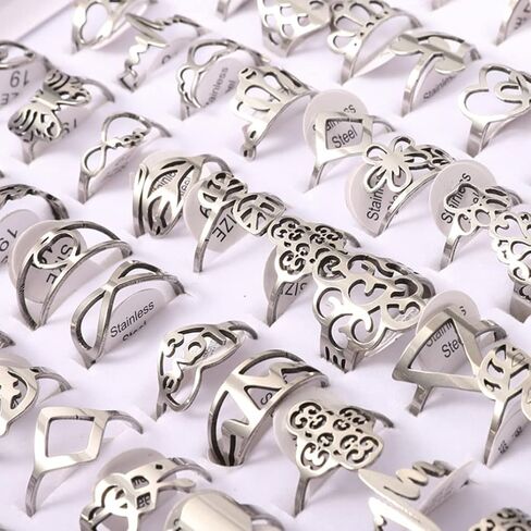 100 خاتم حزمة مجوهرات بالجملة بالجملة الفولاذ المقاوم للصدأ خاتم التيتانيوم خاتم شخصية السبابة البنصر خواتم الموضة للنساء in Kuwait