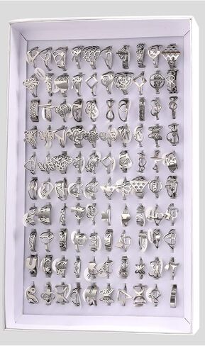 100 خاتم حزمة مجوهرات بالجملة بالجملة الفولاذ المقاوم للصدأ خاتم التيتانيوم خاتم شخصية السبابة البنصر خواتم الموضة للنساء in Kuwait