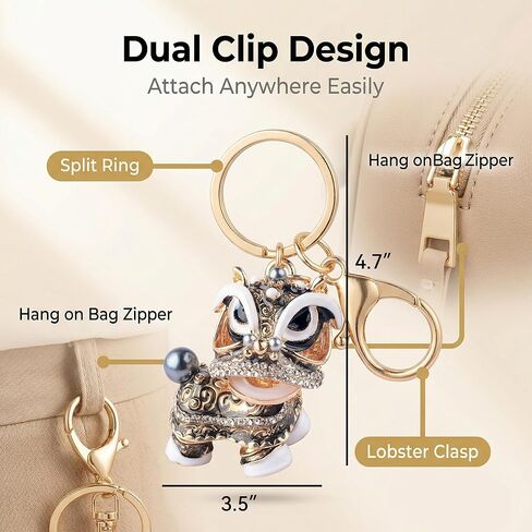 Lion Rhinestone Keychain Decorative Car Bag Charm With Traditional Inspired Design For Daily Carry And Stylish Accessory Use in Saudi Arabia