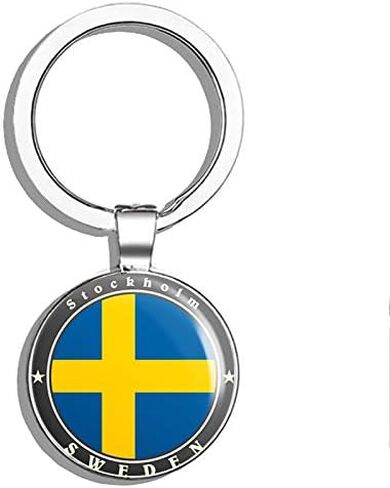 Stockholm Sweden Round Steel Metal Key Chain Keychain Ring Double Sided Deisgn in Saudi Arabia