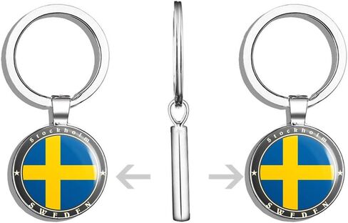 Stockholm Sweden Round Steel Metal Key Chain Keychain Ring Double Sided Deisgn in Saudi Arabia