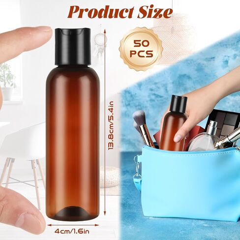 50 Pack 4oz Empty Plastic Travel Bottles with Disc Top Flip Cap Lotion Bottles Squeeze, Refillable Empty Squeeze Bottle for Lotion Shampoo Cream Toiletries in Kuwait