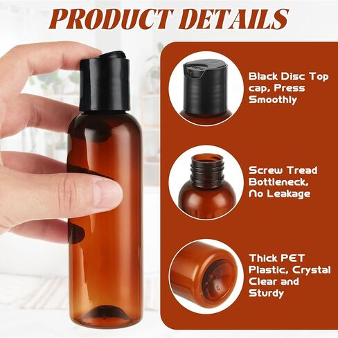50 Pack 4oz Empty Plastic Travel Bottles with Disc Top Flip Cap Lotion Bottles Squeeze, Refillable Empty Squeeze Bottle for Lotion Shampoo Cream Toiletries in Kuwait