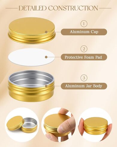 65 قطعة من علب الصفيح المصنوعة من الألومنيوم بوزن 1 أونصة مع أغطية، وحاويات مستحضرات التجميل بحجم مناسب للسفر وقابلة لإعادة الملء، وحاويات بلسم الشفاه، وعلب صغيرة مع أغطية للمرهم، وألواح اللوشن، ومرطب اللحية، والشموع in Kuwait