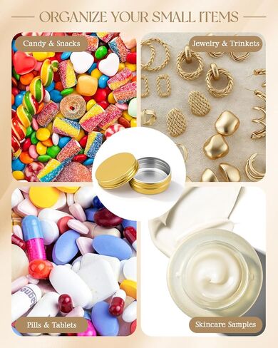 65 قطعة من علب الصفيح المصنوعة من الألومنيوم بوزن 1 أونصة مع أغطية، وحاويات مستحضرات التجميل بحجم مناسب للسفر وقابلة لإعادة الملء، وحاويات بلسم الشفاه، وعلب صغيرة مع أغطية للمرهم، وألواح اللوشن، ومرطب اللحية، والشموع in Kuwait