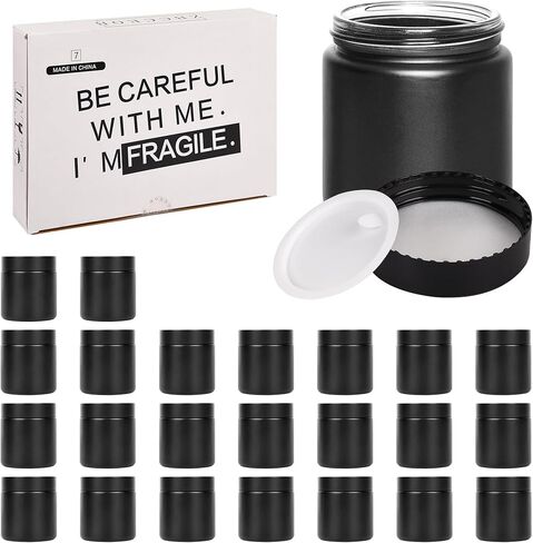 Black Frosted Glass Jars with Lids - Small Empty Cosmetic Containers for Making Candles andLotions, Creams, Balmss and DIY Crafts - Pack of 24 (Black Frosted, 4oz) in Saudi Arabia