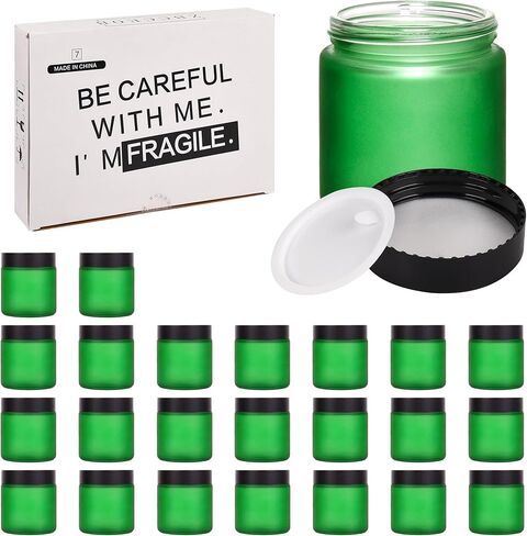 Black Frosted Glass Jars with Lids - Small Empty Cosmetic Containers for Making Candles andLotions, Creams, Balmss and DIY Crafts - Pack of 24 (Black Frosted, 4oz) in Saudi Arabia
