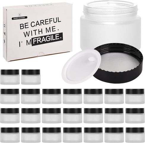 Black Frosted Glass Jars with Lids - Small Empty Cosmetic Containers for Making Candles andLotions, Creams, Balmss and DIY Crafts - Pack of 24 (Black Frosted, 4oz) in Saudi Arabia