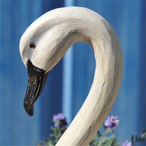 قطعتان من تمثال البجعة الخشبية الأنيقة بجعة بيضاء، تمثال أوزة منحوت يدويًا لتزيين المناظر الطبيعية المنزلية، فن نحت طائر البجعة لتزيين المنزل والزفاف in Kuwait