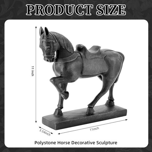 Polystone Horse Statue Home Decor Decorative Prancing Horse Sculpture Vintage Traditional Decorative Statue Desktop Home Decoration, 11" x 3.6" x 11", Brown in Saudi Arabia