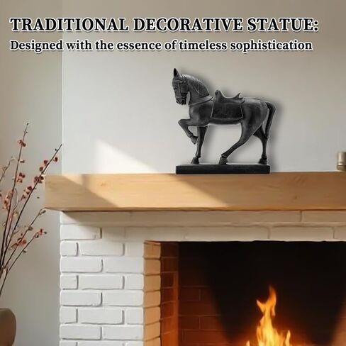 Polystone Horse Statue Home Decor Decorative Prancing Horse Sculpture Vintage Traditional Decorative Statue Desktop Home Decoration, 11" x 3.6" x 11", Brown in Saudi Arabia