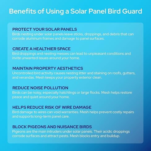 KASTLITE Solar Panel Bird Guard Mesh Kit - 6in x 100ft PVC Coated Galvanized Wire Screen, 100 Stainless Clips, Pliers & Gloves - No Drill Critter Shield, Rodent Barrier Fence for Under Panels, Black in Kuwait