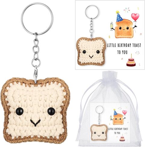 Crochet Toast Housewarming Gift for Her Him Cute Toast Keychain with Card Funny New Home Present for Friends Family Coworkers in Saudi Arabia