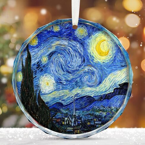 Valentines Day Gifts for Her Him, Christmas Tree Ornaments, Heart-Shaped Starry Night Art Ornament - Van Gogh Style Christmas Decoration - Classic Art Christmas Tree Ornament 2024. in Saudi Arabia