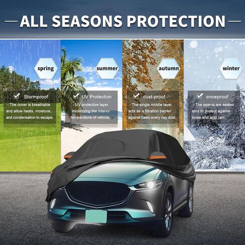 X AUTOHAUX Car Cover Outdoor Waterproof Sun Rain Snow Hail Protection with Left Side Door Zipper 210D-PU for Mazda CX-70 in Saudi Arabia