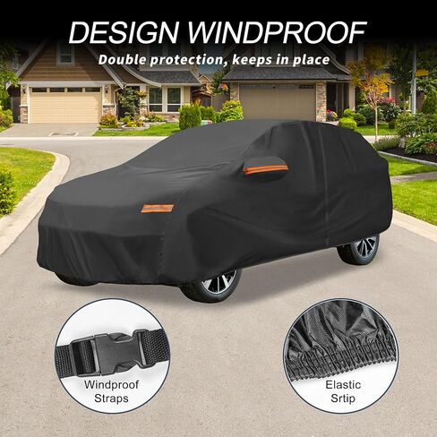 X AUTOHAUX Car Cover Outdoor Waterproof Sun Rain Snow Hail Protection with Left Side Door Zipper 210D-PU for Mazda CX-70 in Saudi Arabia
