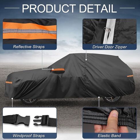 X AUTOHAUX Car Cover Outdoor Waterproof Sun Rain Snow Hail Protection with Left Side Door Zipper 210D-PU for Mazda CX-70 in Saudi Arabia