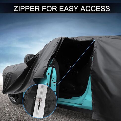 X AUTOHAUX Car Cover Outdoor Waterproof Sun Rain Snow Hail Protection with Left Side Door Zipper 210D-PU for Mazda CX-70 in Saudi Arabia