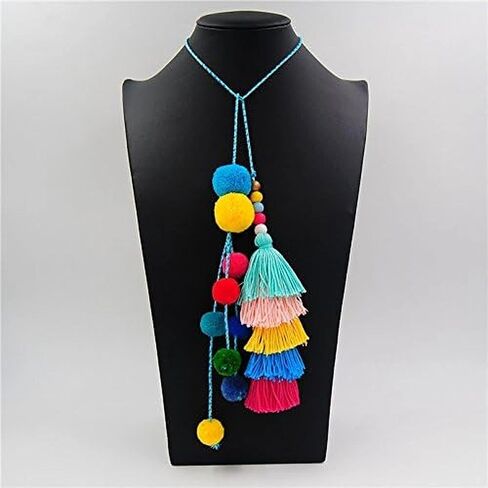 QTMY Pom Pom Tassel Long Bag Pendant Charm Keyring Keychain for Women Purse Handbag Decor in Saudi Arabia
