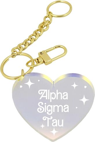 سلسلة مفاتيح نادي نسائي من Alpha Sigma Tau - تصميم اسم نادي نسائي على شكل قلب قزحي الألوان in Saudi Arabia
