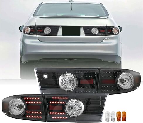 USR DEPO 03-05 Accord UPGRADE JDM Black Housing LED ترقية المصابيح الخلفية (يسار + يمين) متوافقة مع 2003-2005 Honda Accord 4 Door Sedan (عدسة سوداء شفافة، التوصيل والتشغيل، مجموعة 4 أجهزة كمبيوتر) in Saudi Arabia