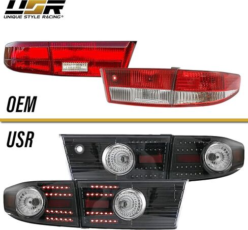 USR DEPO 03-05 Accord UPGRADE JDM Black Housing LED ترقية المصابيح الخلفية (يسار + يمين) متوافقة مع 2003-2005 Honda Accord 4 Door Sedan (عدسة سوداء شفافة، التوصيل والتشغيل، مجموعة 4 أجهزة كمبيوتر) in Saudi Arabia