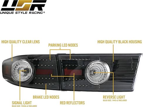 USR DEPO 03-05 Accord UPGRADE JDM Black Housing LED ترقية المصابيح الخلفية (يسار + يمين) متوافقة مع 2003-2005 Honda Accord 4 Door Sedan (عدسة سوداء شفافة، التوصيل والتشغيل، مجموعة 4 أجهزة كمبيوتر) in Saudi Arabia