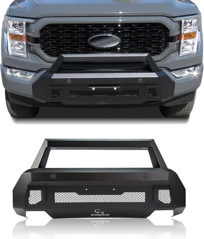 IRONBISON Front Bumper Compatible with 2021-2023 Ford F150 (Exclude 2022-2023 F150 Lightning EV) Can Add LED Light Bar Fine Texture Black Truck F150 Bumper Guard Stubby Bull Bar in Kuwait