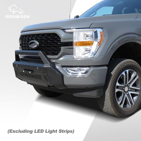 IRONBISON Front Bumper Compatible with 2021-2023 Ford F150 (Exclude 2022-2023 F150 Lightning EV) Can Add LED Light Bar Fine Texture Black Truck F150 Bumper Guard Stubby Bull Bar in Kuwait