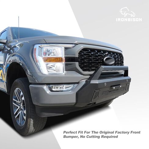 IRONBISON Front Bumper Compatible with 2021-2023 Ford F150 (Exclude 2022-2023 F150 Lightning EV) Can Add LED Light Bar Fine Texture Black Truck F150 Bumper Guard Stubby Bull Bar in Kuwait