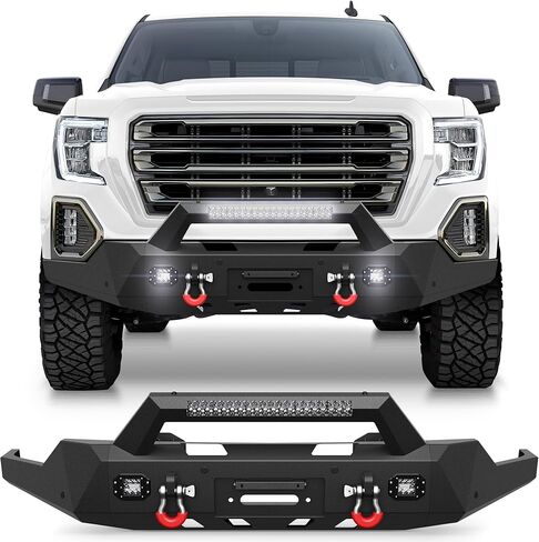GMC Sierra 1500 Front Bumper for 2019-2022 GMC Sierra 1500 1500 Pickup, Includes Winch Plate, LED Lights and D-rings (2019 Not Fit Limited and 2022 Only Fit Limited) in Kuwait