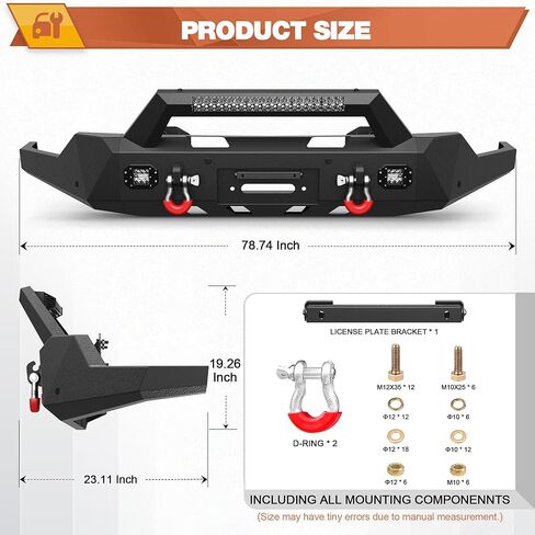 GMC Sierra 1500 Front Bumper for 2019-2022 GMC Sierra 1500 1500 Pickup, Includes Winch Plate, LED Lights and D-rings (2019 Not Fit Limited and 2022 Only Fit Limited) in Kuwait