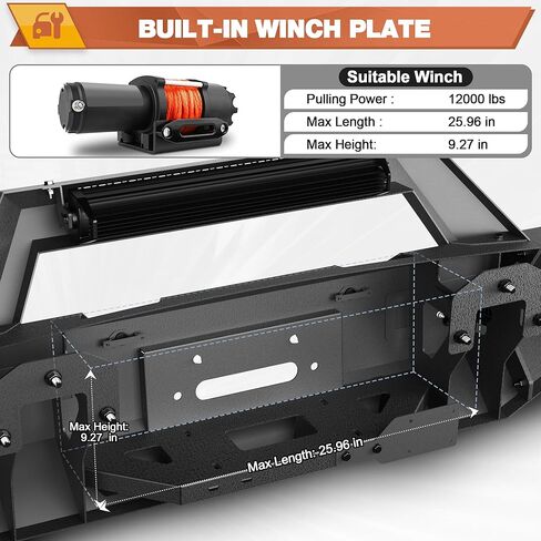 GMC Sierra 1500 Front Bumper for 2019-2022 GMC Sierra 1500 1500 Pickup, Includes Winch Plate, LED Lights and D-rings (2019 Not Fit Limited and 2022 Only Fit Limited) in Kuwait