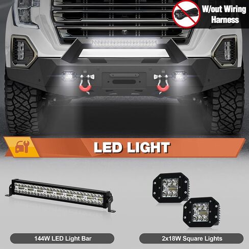 GMC Sierra 1500 Front Bumper for 2019-2022 GMC Sierra 1500 1500 Pickup, Includes Winch Plate, LED Lights and D-rings (2019 Not Fit Limited and 2022 Only Fit Limited) in Kuwait