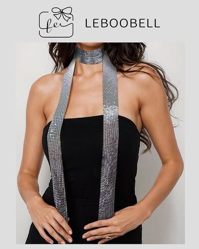 Women's Sequin Scarf Leopard Print Headband Sequin Lace-up Neckerchief Tie Party Night Club in Saudi Arabia