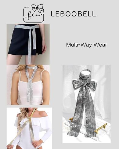 Women's Sequin Scarf Leopard Print Headband Sequin Lace-up Neckerchief Tie Party Night Club in Saudi Arabia