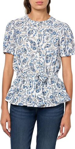 Tommy Hilfiger Women's Short Sleeve Paisley Button Up Belted Shirt in Saudi Arabia